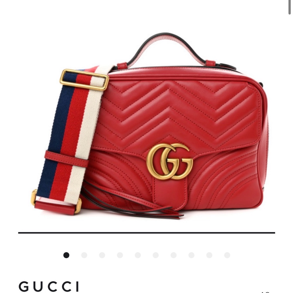 Gucci Marmont Red Leather Shoulder Bag